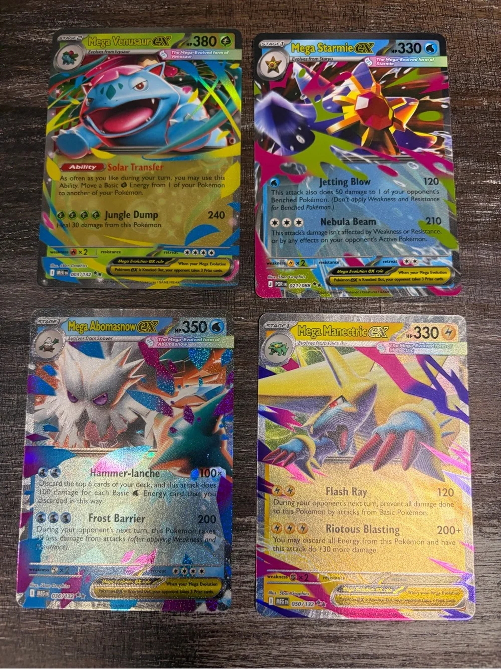 Mega EX Holo Trading Card Set Of Four- Near Mint Condition